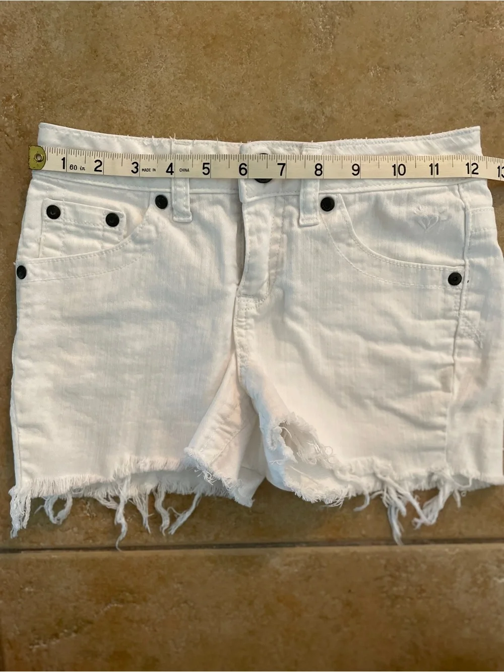 Justice Simply Low White Jean Frayed Shorts Girls Size 10R